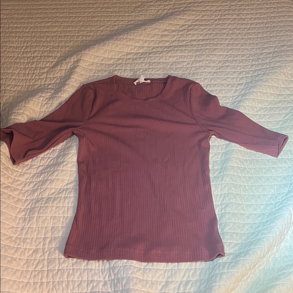 Splendid Ribbed Mauve Top - Picture 3 of 6